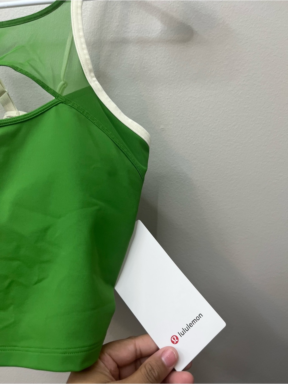 lululemon athletica Green Crop Tank with Cream Trim